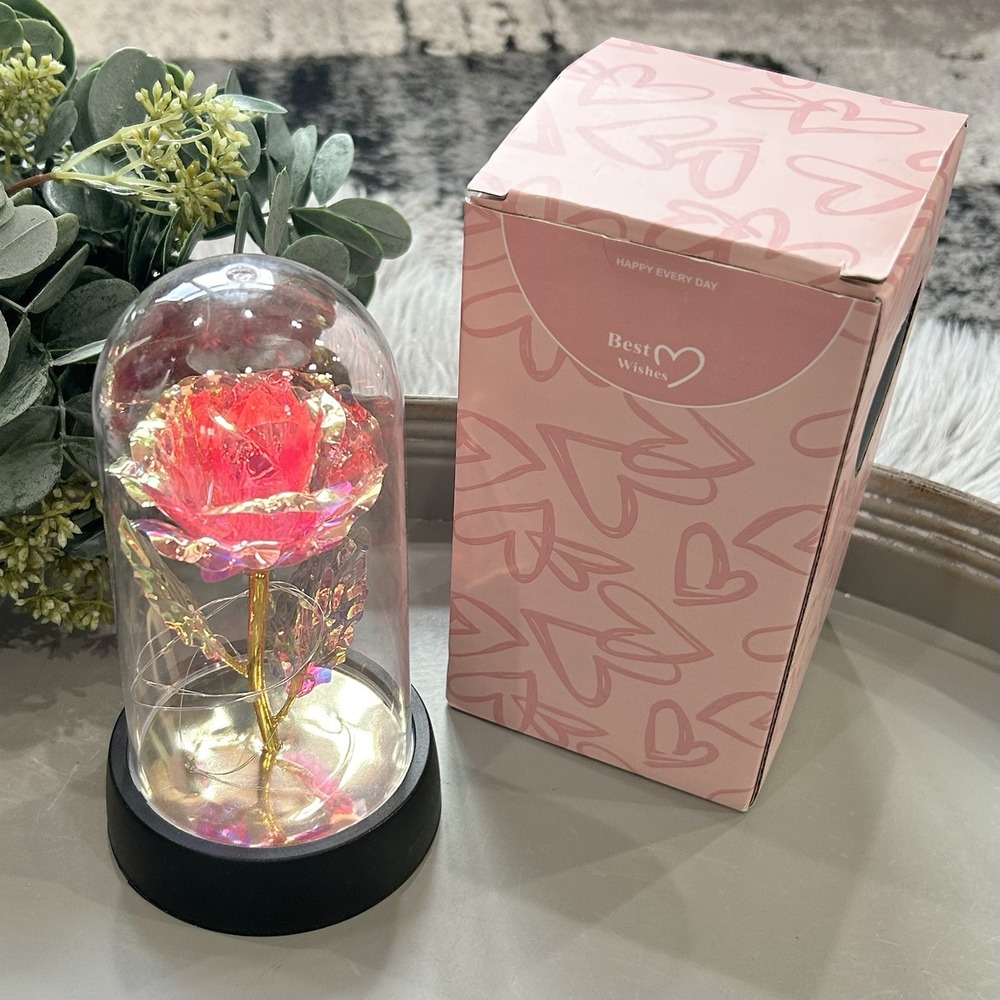 Artificial Galaxy 5" Pink Rose W/Light Up LED Lighting NEW